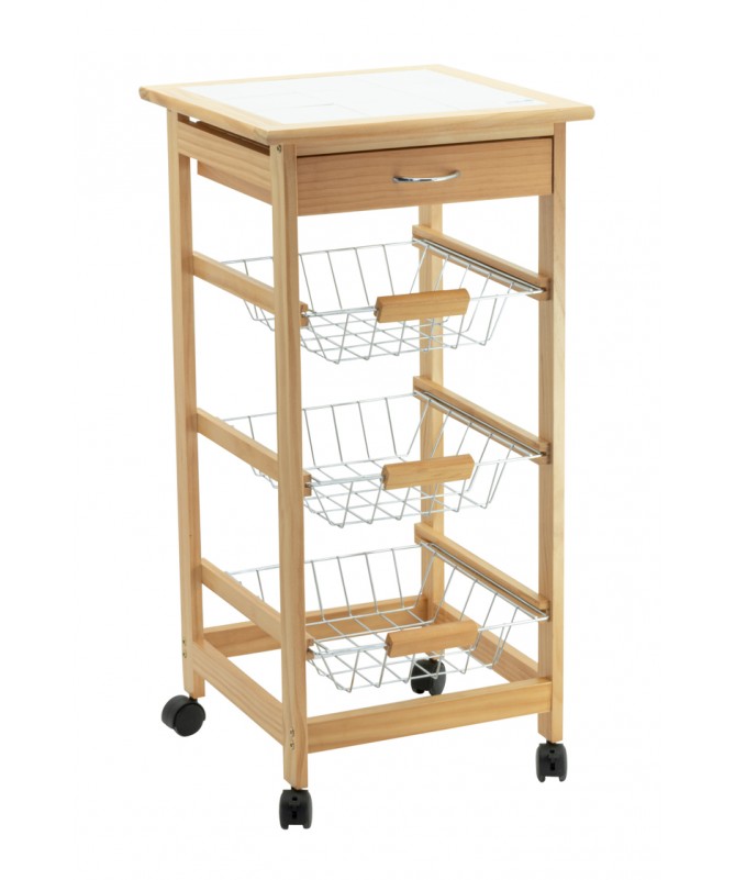 Maury's Carrello Portaoggetti In Acciaio Inox 3 Cestelli – 40x26x62h, Con Ruote, Per Casa O Ufficio