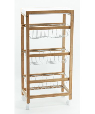 CARRELLO CUCINA TORONTO 3 CESTI MDF NAT/BCO FFI 40X22X83 CM