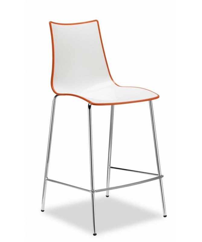 SET 2 SGABELLI ZEBRA BICOLORE H 65 con scocca in POLIMERO e struttura in ACCIAIO CROMATO MADE IN ITALY COLORATI