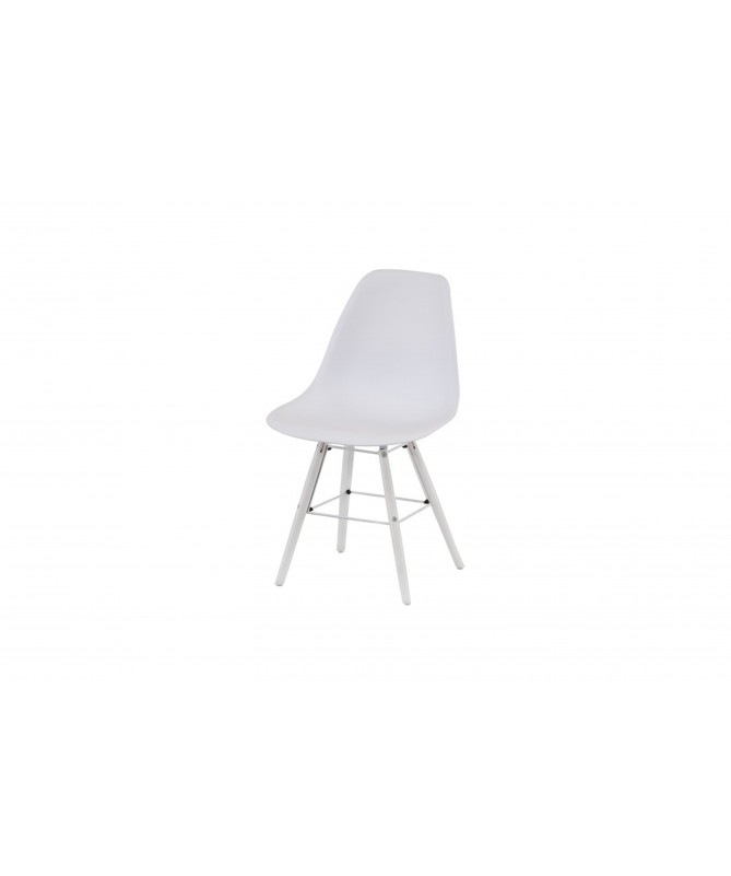 SET DA 4 SEDIA ROSEL IN PP+STRUTTURA METALLO+GAMBE LEGNO BIANCA