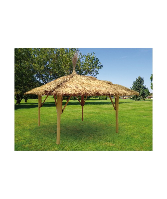 GAZEBO IN BAMBU 300x400CM CON TETTO IN PAGLIA