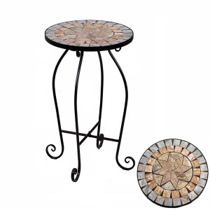 Set 2 colonnine in metallo Urbino con mosaico