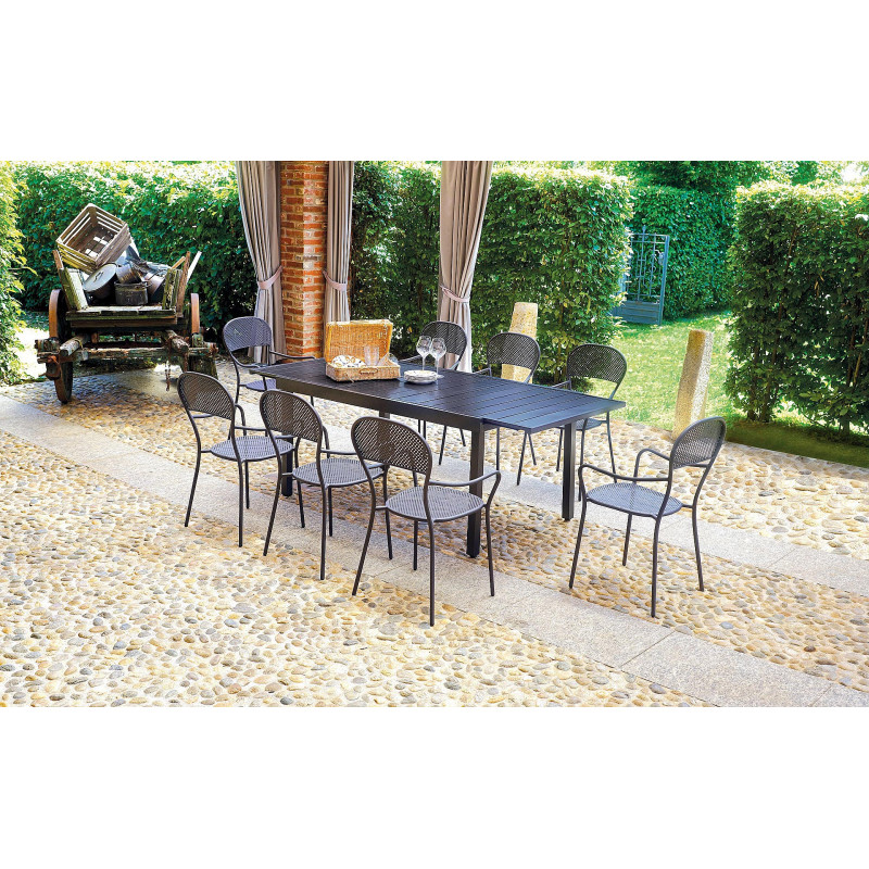 Tavolo Allungabile Moia in Pelle e Ferro 150-210x95 cm