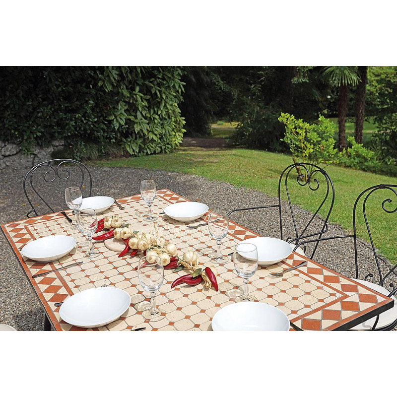 Tavolo mosaico Moia rettangolare 150x90 cm ferro decorativo