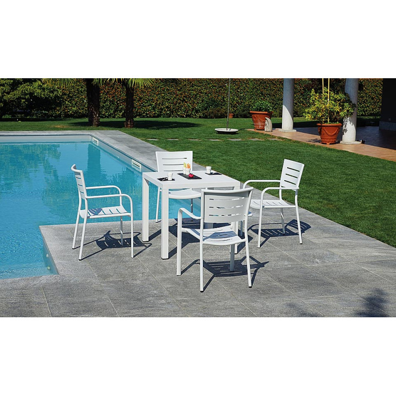Tavolo Moia San Vincenzo Bianco 80x80 cm in Alluminio