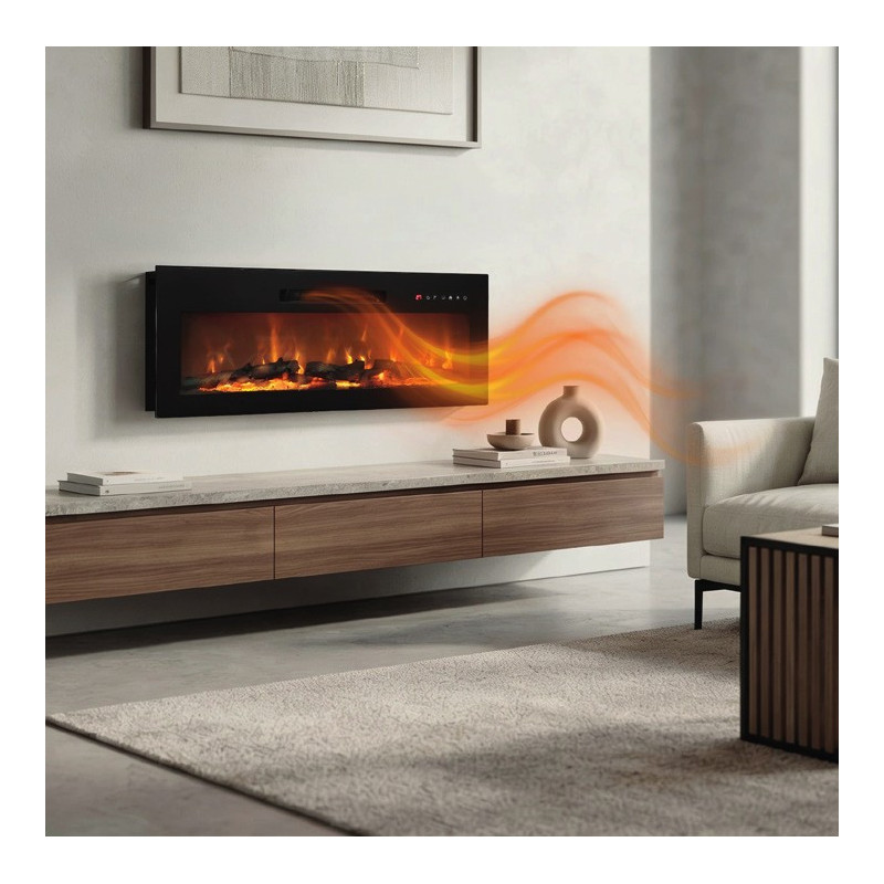 Hermes camino elettrico da parete in cristallo
