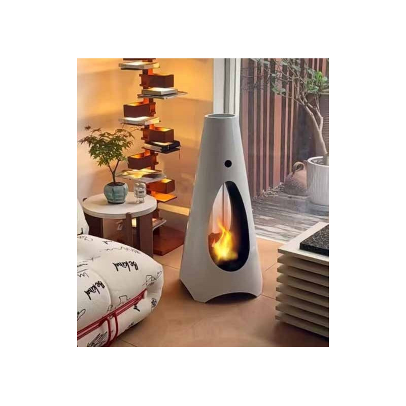 Fiammetta Round stufa a bioetanolo statica bianca