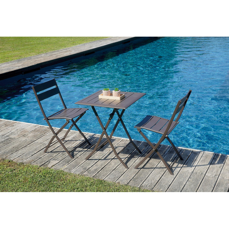 Tavolo MOIA Lucca 60x60 pieghevole in alluminio chocolate