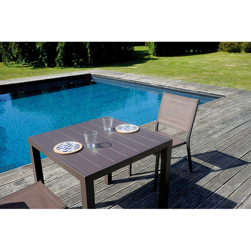 Tavolo San Vincenzo Moia 80x80 cm Alluminio Chocolate