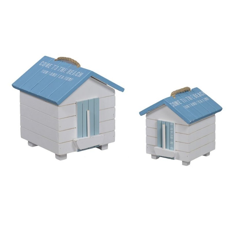 Scatola legno mare 1-2 bianco/azzurro cabina cm16,5x16h18