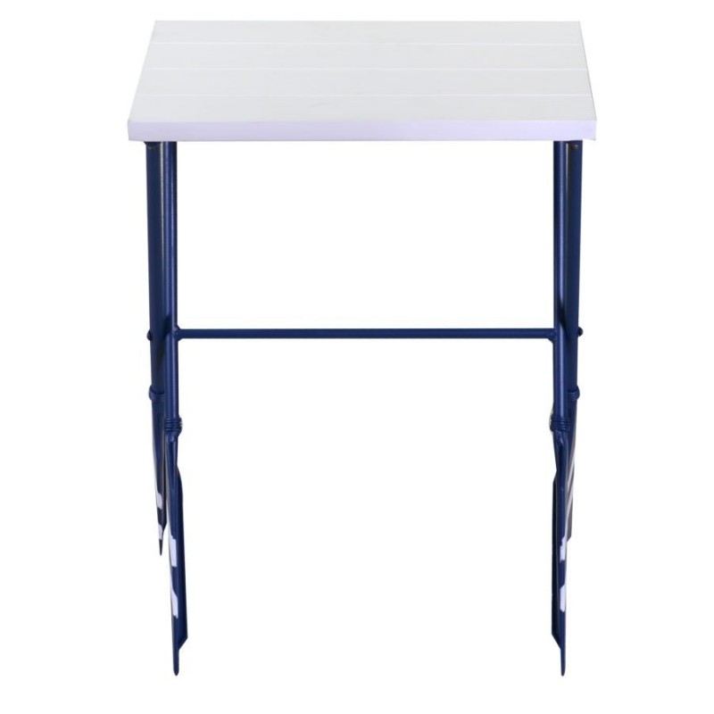 Tavolino metallo mare 1-2 remi blu rettangolare cm56x40h73,5
