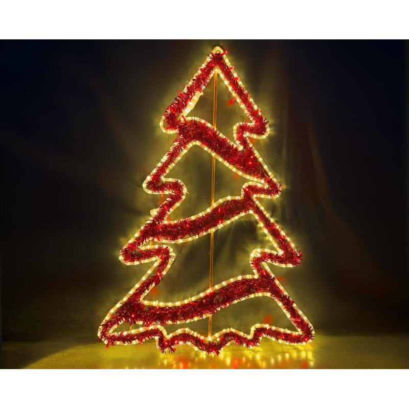 Struttura luminosa albero in tinsel luci rosse e bianco