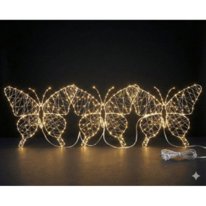 Set 3 farfalle luminose connettibili con 228 microled bianco