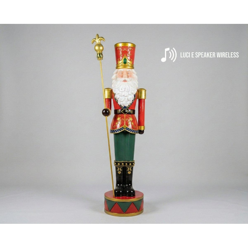 Schiaccianoci Babbo Natale in Fiberglass con luci bluetooth