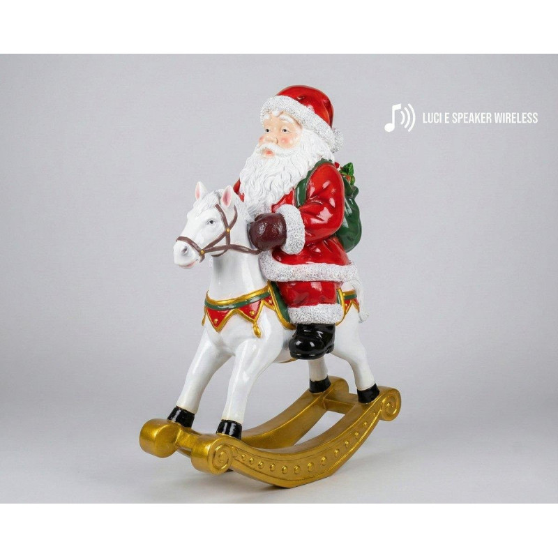 Babbo Natale su Cavalluccio a dondolo in Fiberglass con
