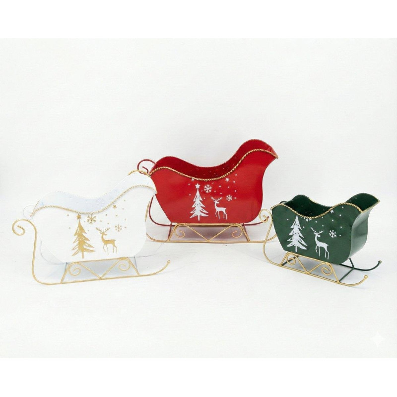 Set 3 slitte in metallo Rosso, Bianco e Verde con in metallo