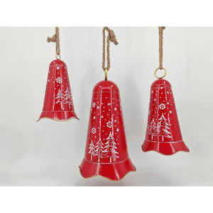 Set 3 campane in metallo Rosso lucido 28x28x50cm