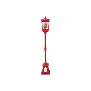 Lampione new style con scena e neve rosso H.135 cm