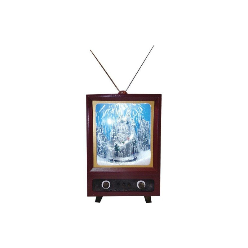 Tv in legno con villaggio natalizio 31x21x59