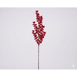 Ramo bacche velluto rosso 65cm