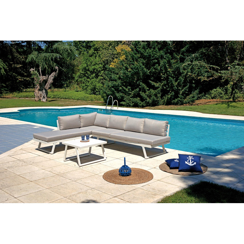 Set Angolare Tunisi Moia con Divani Lettino Bianco Alluminio