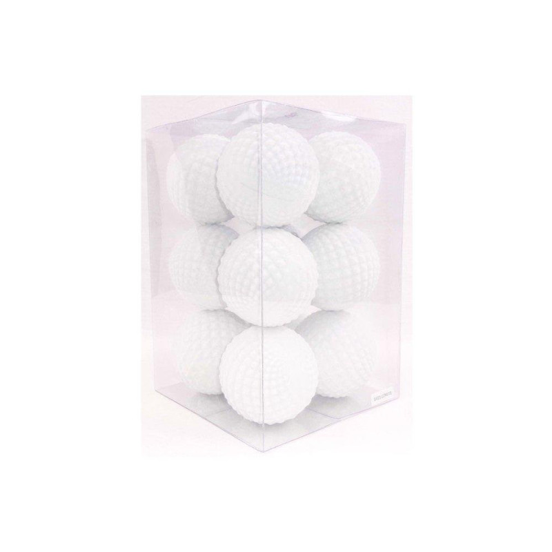 Box 12 sfere con rombi bianco diametro 8 cm