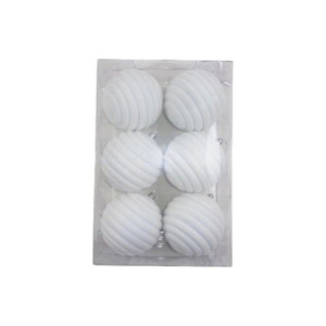 Box 6 sfere con cerchi bianco diametro 10 cm