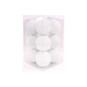 Box 12 sfere con cerchi bianco diametro 8 cm