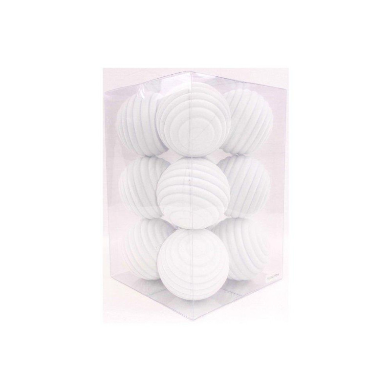 Box 12 sfere con cerchi bianco diametro 8 cm
