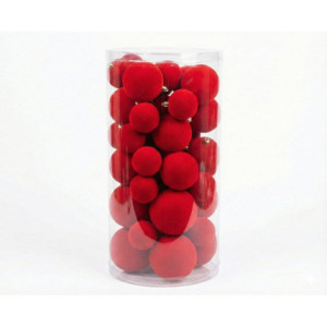 Box 50 sfere in velluto Rosso Diam. 10-8-6 cm