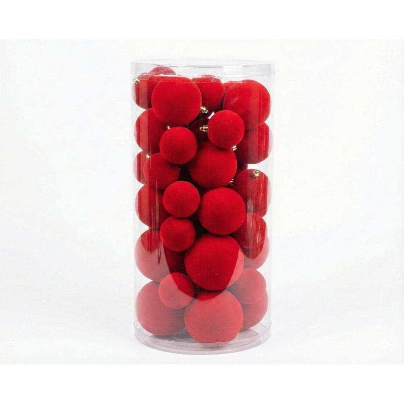 Box 50 sfere in velluto Rosso Diam. 10-8-6 cm