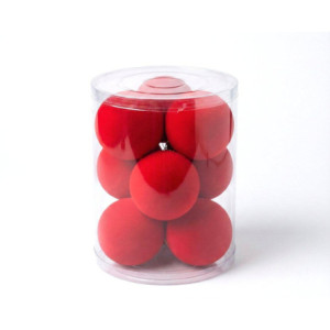 Set 9 sfere in velluto Rosso Diam.10 cm