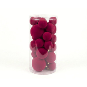 Box 34 sfere in velluto Bordeaux Diam. 10-8-6 cm