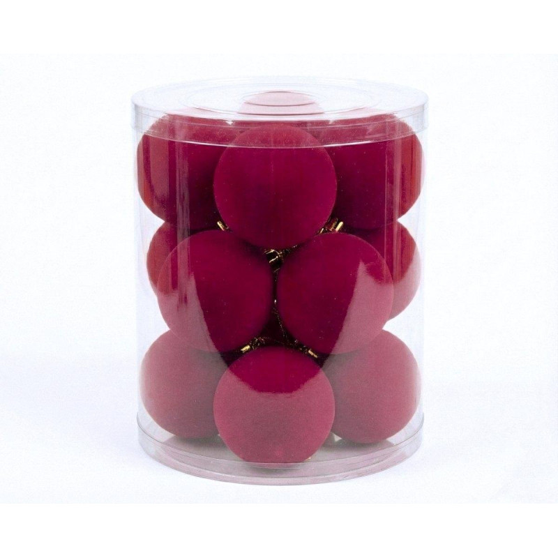 Set 12 sfere in velluto Bordeaux Diam.8 cm
