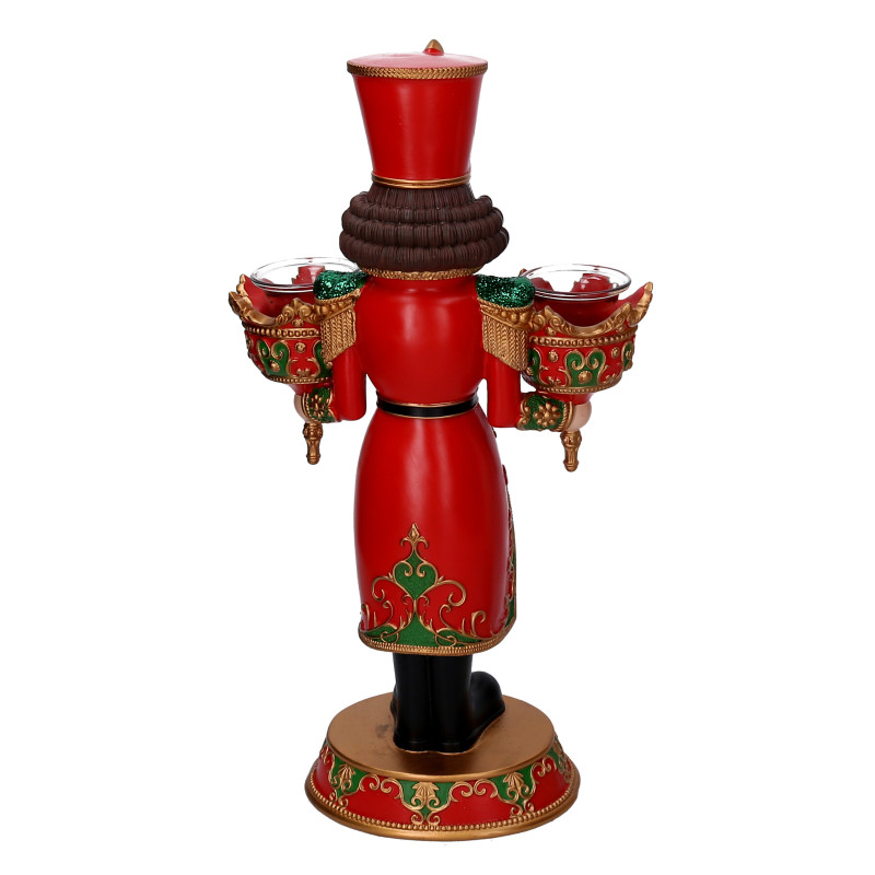 Portacandele resina soldatino rosso cm25x13,5h45,5