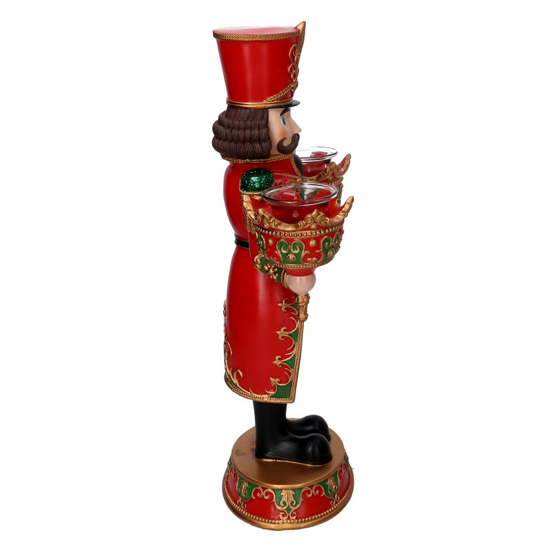 Portacandele resina soldatino rosso cm25x13,5h45,5