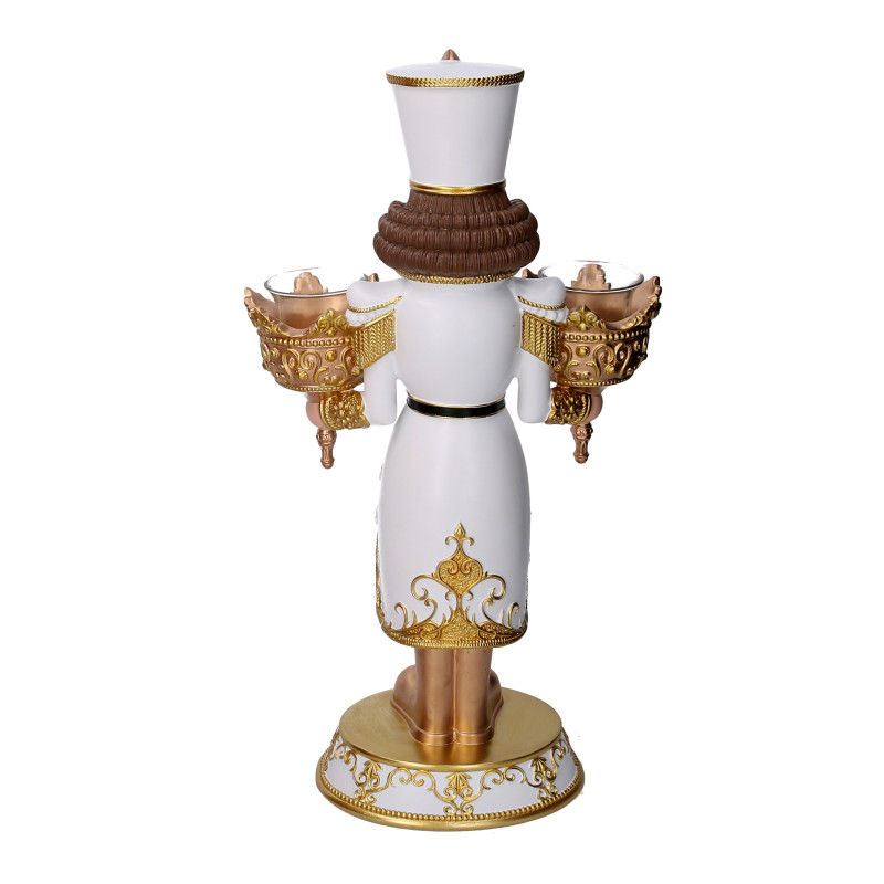 Portacandele resina soldatino oro cm25x13,5h45,5