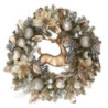 Coroncina resina con renna e sfere oro argento cm ø77x17