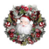 Coroncina resina con babbo natale e sfere rosso cm ø77x17
