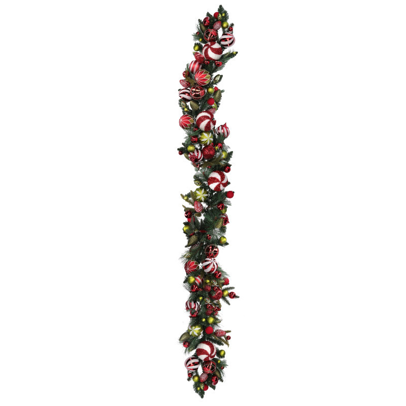 Festone con sfere rosso verde cm170x15x11