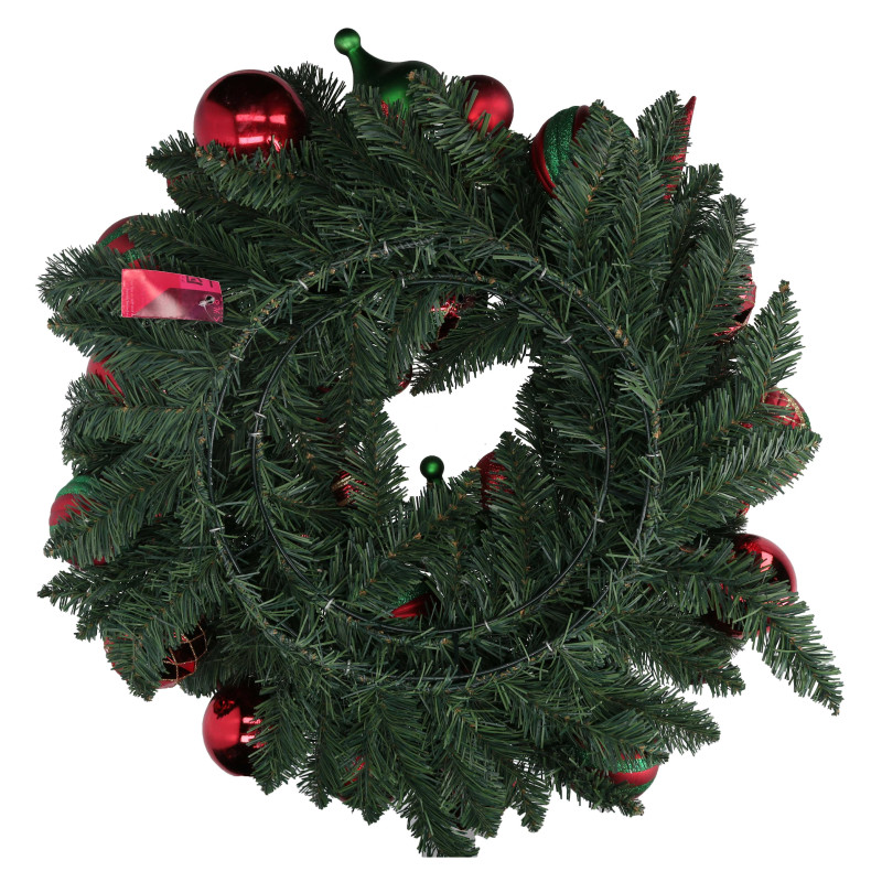 Coroncina con sfere rosso verde cm ø59x15,5