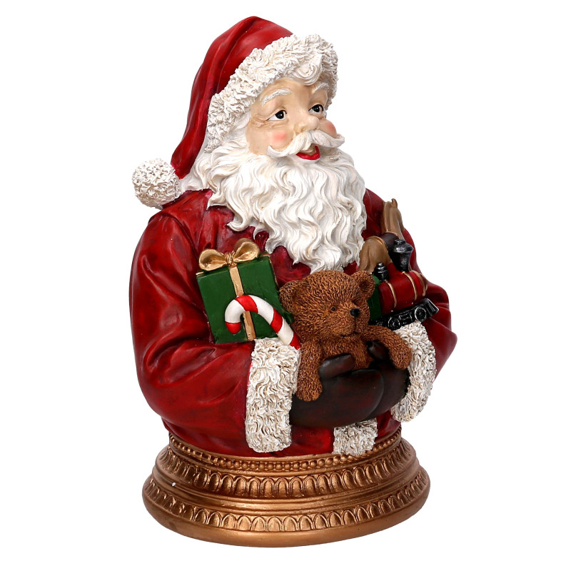 Busto babbo natale resina con regali rosso cm21,5x17,5h28,5
