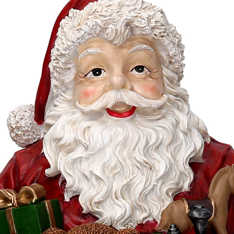 Busto babbo natale resina con regali rosso cm21,5x17,5h28,5