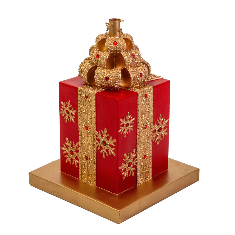 Base albero max h210 resina pacco regalo oro e rosso
