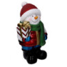 Pupazzo di neve resina bianco con regalo e led cm38x28h62,5