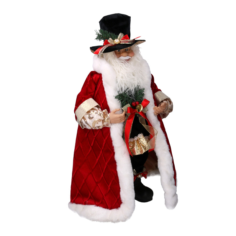 Babbo natale tessuto nero rosso cm30x20h66