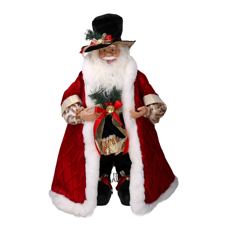 Babbo natale tessuto nero rosso cm30x20h66