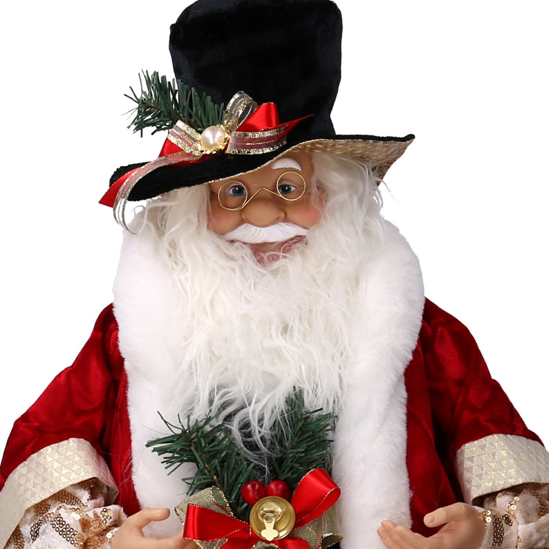 Babbo natale tessuto nero rosso cm30x20h66