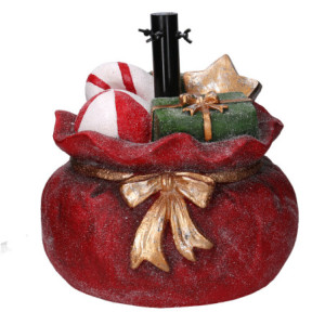Base albero max h240 resina sacco di regali rosso