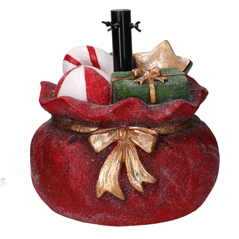 Base albero max h240 resina sacco di regali rosso